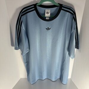 NWT MEN'S ADIDAS ORIGINALS ADICOLOR TREFOIL JACQUARD SHIRT MEN'S XL JW5879 BLUE